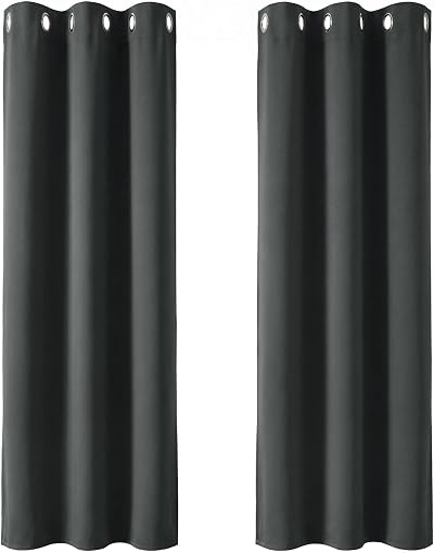 Deconovo Solid Blackout Curtains Eyelet 42 x 90 Inch Dark Grey 2 Panels