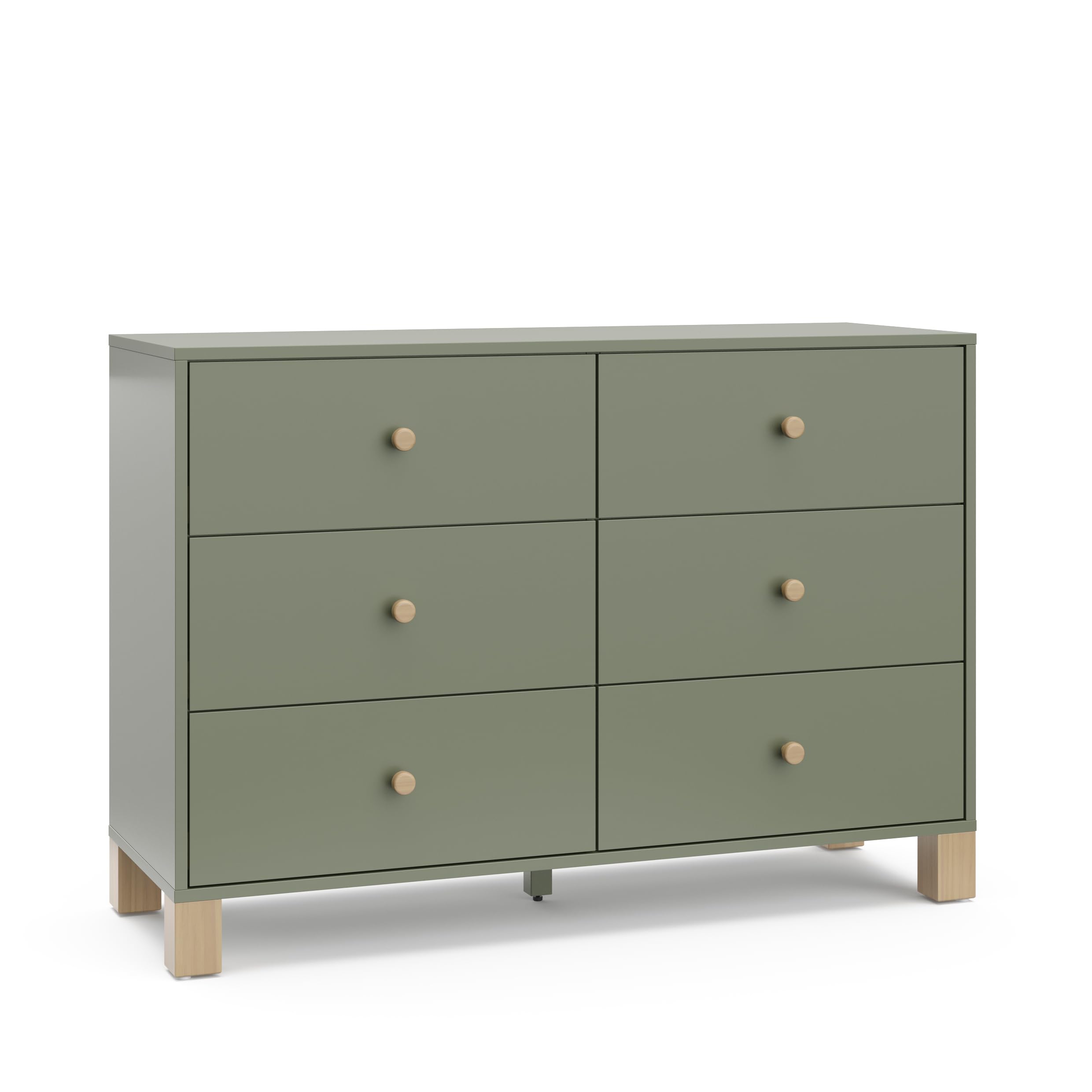 Photo 1 of Storkcraft California 6-Drawer Double Dresser (Olive with Driftwood) - GREENGUARD Gold Certified, Interlocking Drawer System, Dresser Drawer Organizer for Kids Bedroom