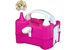 Beeyaky Electric Balloon Pump for Party Decorations – Portable Inflator, Auto Shutoff, Balloon Air Pump Dual Nozzle Rose Red 110V 600W ﻿