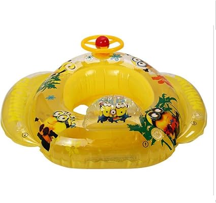 Hym La Piscine De Bebe D Anneau De Natation Flotte Le Bateau Gonflable De Siege De Bateau Des Enfants La Forme De Petit Homme Jaune Avec Le Volant Pour Kids66 70cm Amazon Fr