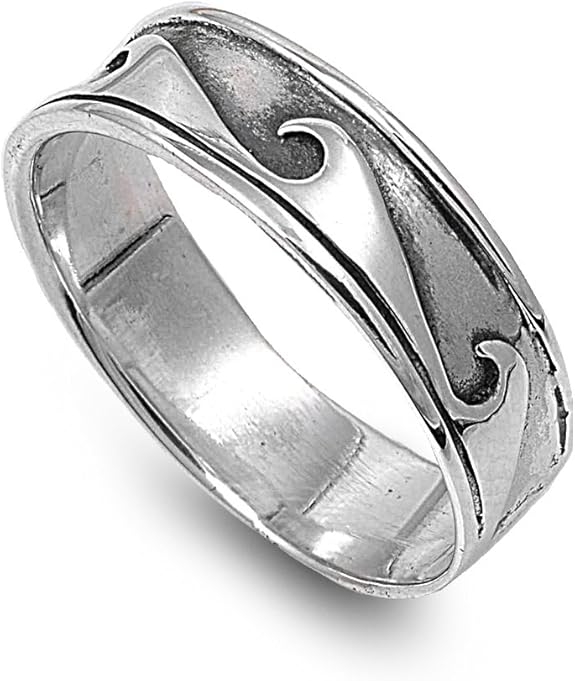 925 Sterling Silver Style Waves Ring Size 9 Amazon.co.uk Jewellery