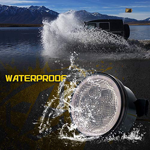 Xprite LED Amber Turn Signal Light with Smoke Lens and Halo DRL for 2007-2018 Jeep Wrangler JK JKU