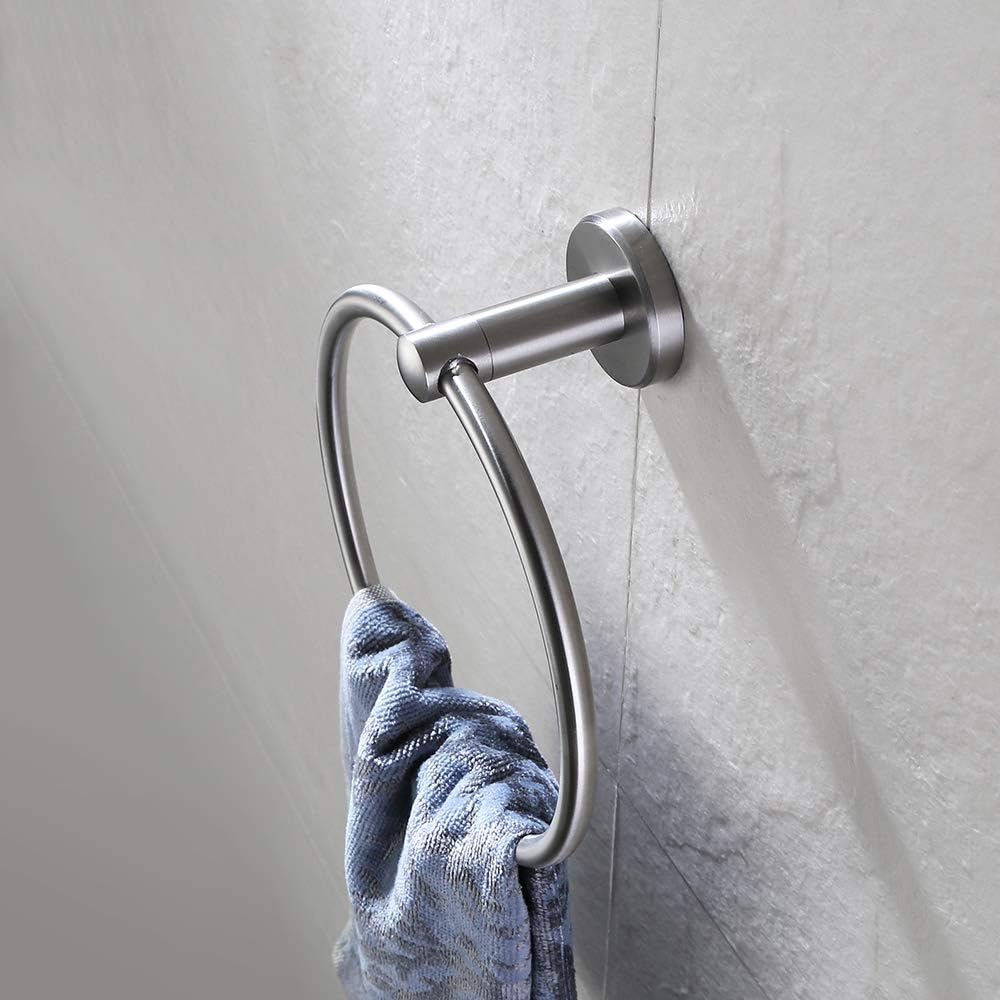 JQK Towel Ring, 304 Stainless Steel Hand Towel Holder for Bathroom, Brushed Finished Wall Mount, TR130-BN: Home & Kitchen
