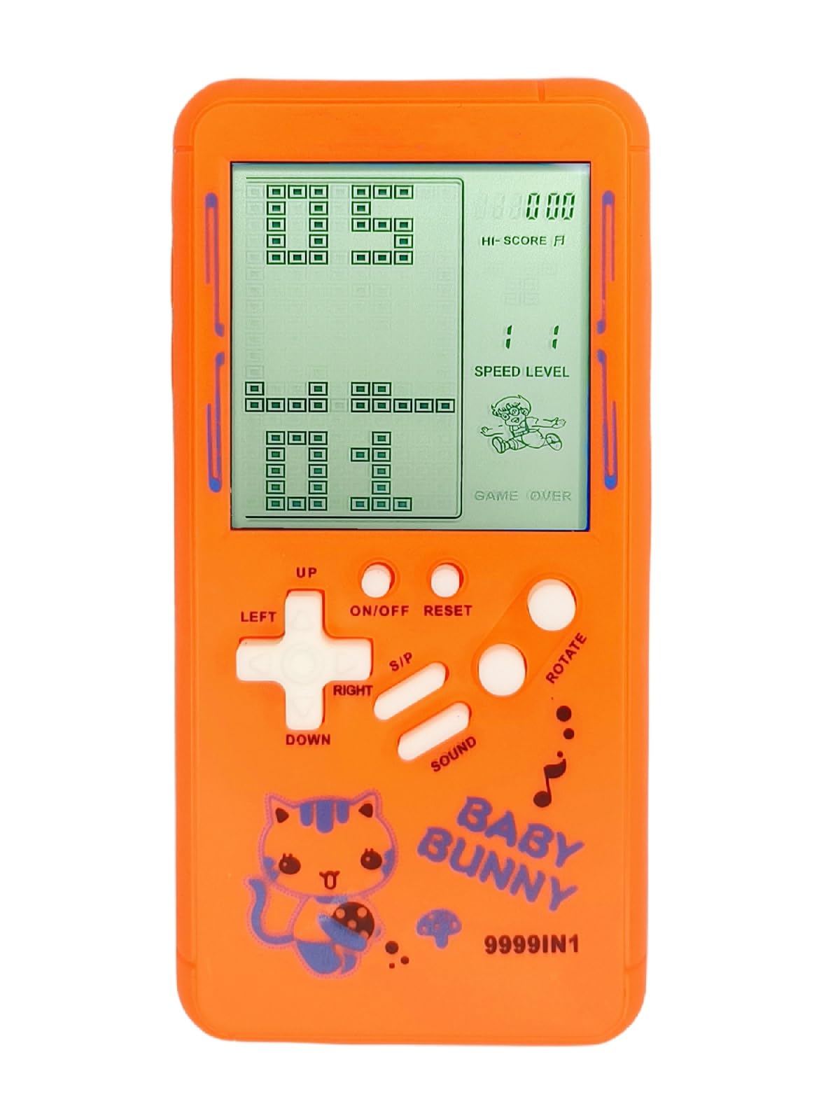 TAQY Cute cartoon Pattern Brick Game Console Built-in Multi-Block games Racing/Tank Battle Retro Pocket Game Machine Electronic game Portable Toys for children/adults (Orange) — image 1