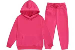 Fleece Sweatsuit Boys Girls 2 Piece Active Tracksuit Set Hoodie and Sweatpants Athletic Outfits Loose Comfy Winter Jogger Set