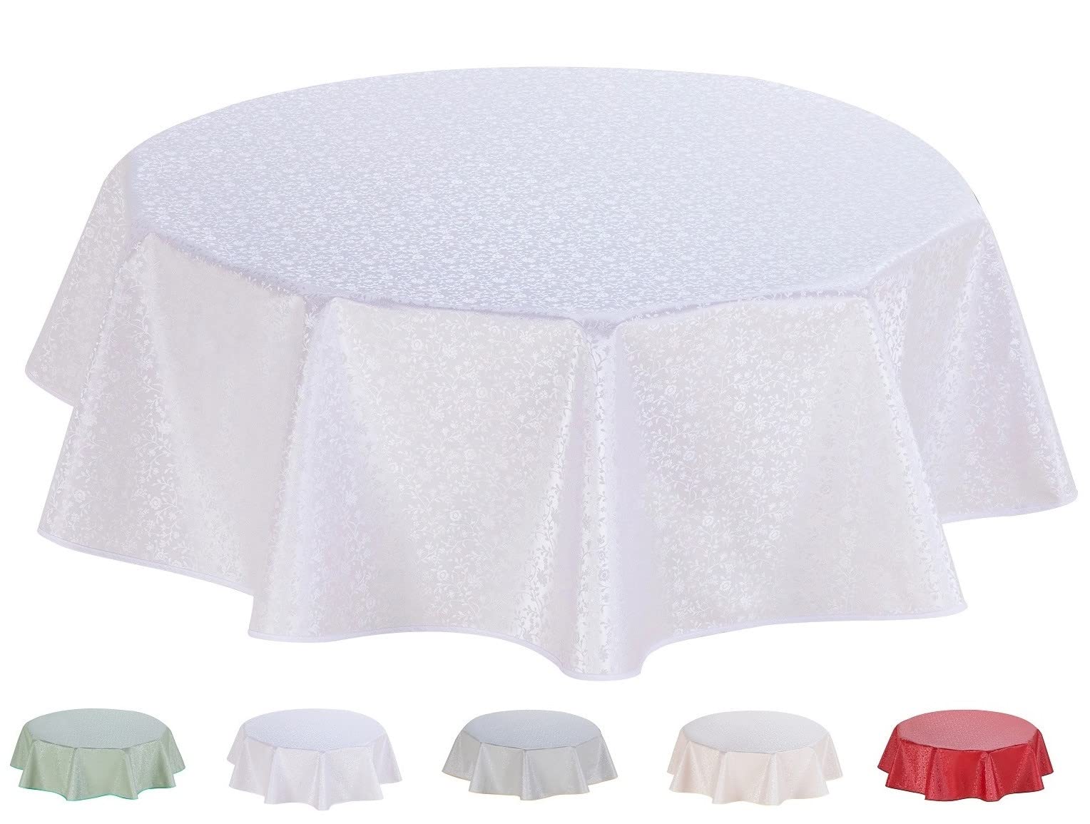 Home Direct Round Embossed Oilcloth PVC Wipe Clean Tablecloth 155cm 61" White