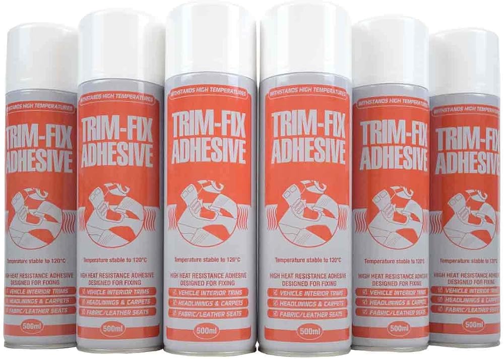 Trim Fix 6x 500ml High Temperature Adhesive Glue Spray for Van Lining Headlining