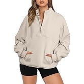 BLENCOT Women Half Zip Oversized Sweatshirts Long Sleeve Fleece Trendy Cropped Pullover Workout Warm Tops With Pockets S-2XL