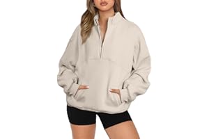 BLENCOT Women Half Zip Oversized Sweatshirts Long Sleeve Fleece Trendy Cropped Pullover Workout Warm Tops with Pockets S-2XL