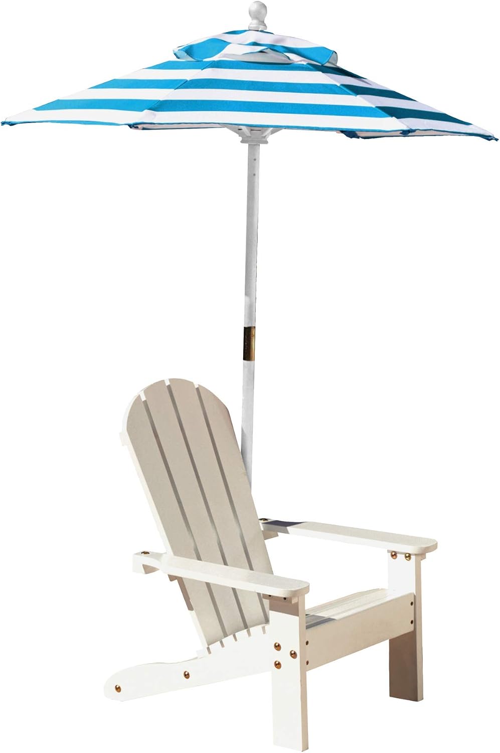 Kidkraft Construction Outdoor Adirondack Chair And Mini Parasol For Children 3 Years White And Blue Amazon Co Uk Toys Games