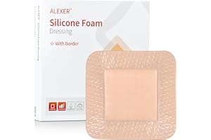 OUJEALEE Silicone Foam Dressing 10x10cm (5x5") - 5 Pack, Bordered Adhesive Large Bandages for Pressure Ulcers, Bed Sores & Su
