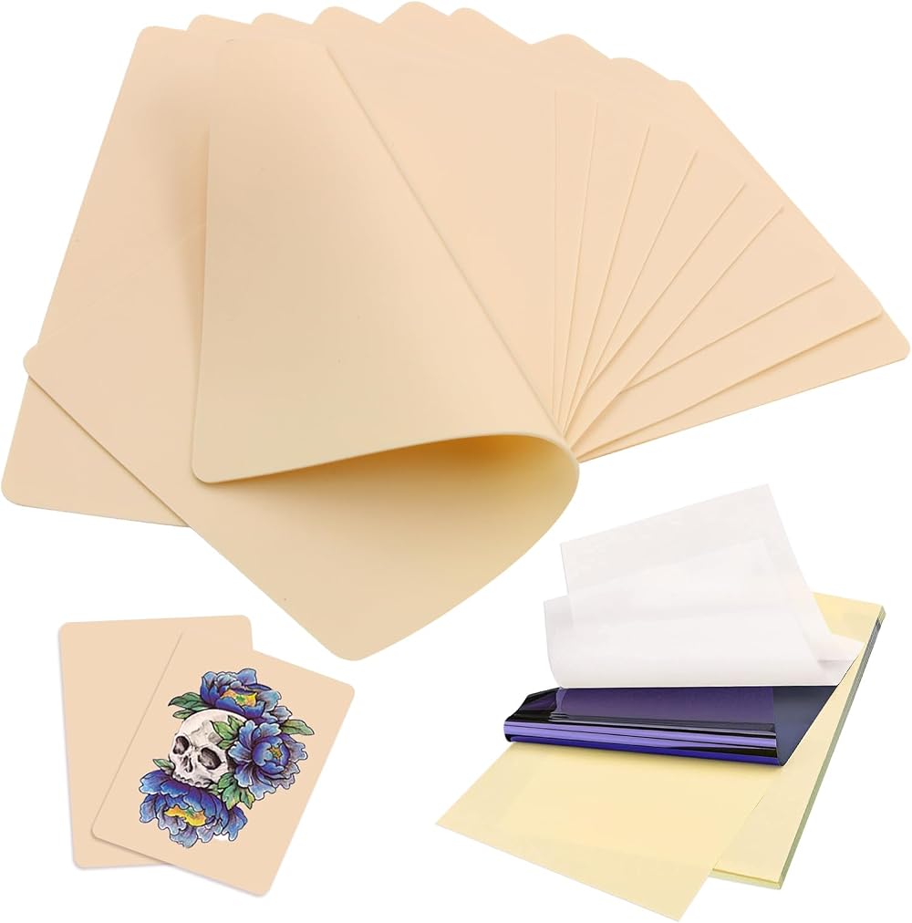 Rayyl Tattoo Practice Skin Kit 8 Fake Skins 15 A4 Transfer Papers Training