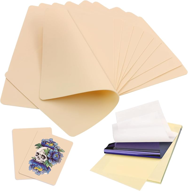 Rayyl Tattoo Practice Skin Kit 8 Fake Skins 15 A4 Transfer Papers Training