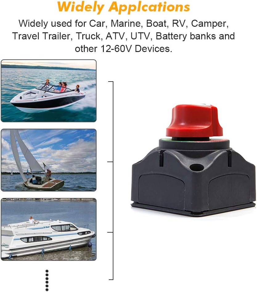 1-2-Both-Off Battery Switch 12V-60V Battery Disconnect Master Cut Shut Off for Marine Boat Car RV ATV Vehicle Heavy Duty Battery Isolator Switch: Automotive