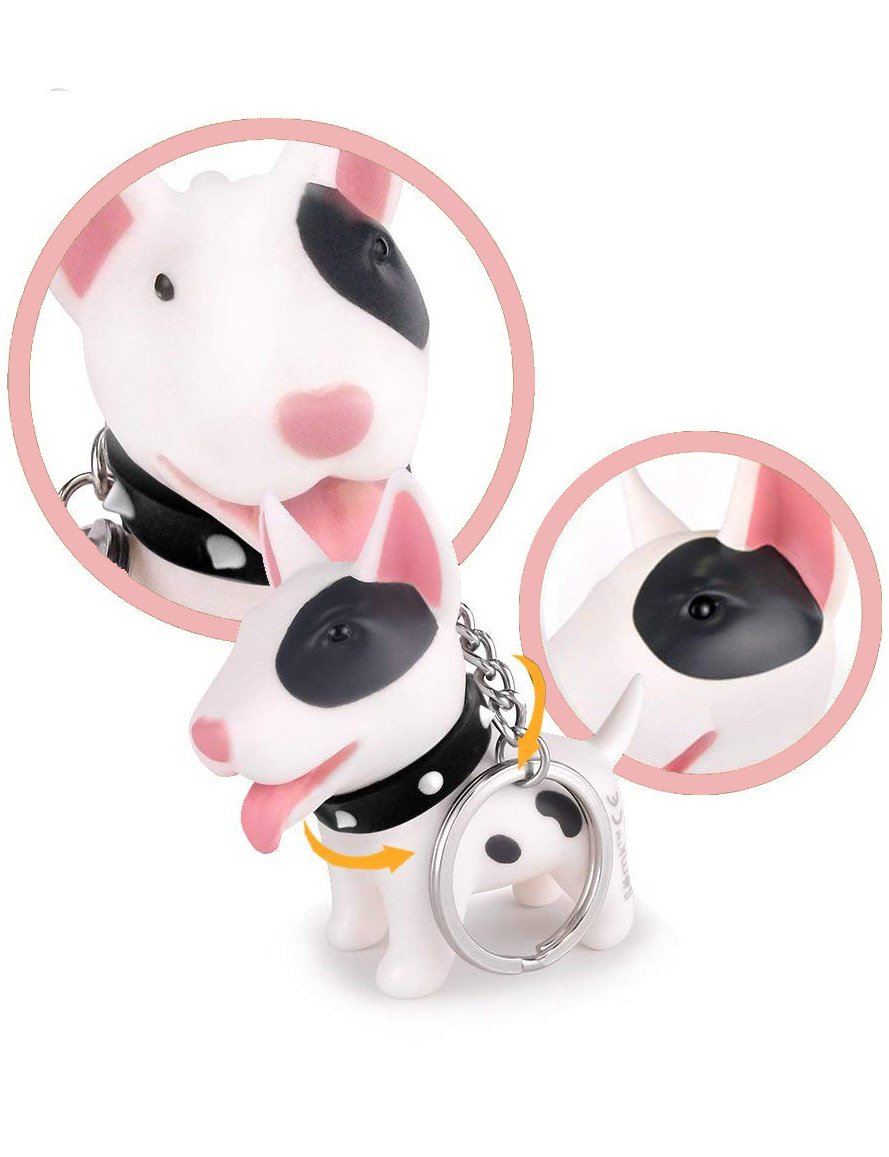 DomeStar Dog Keychain Charms, Bull Terrier Ring Cute Keychains Car Key Chain for Kids Adults