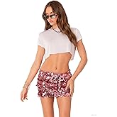 Women's Sexy Shiny Sequin Mini Skirt - Glitter Low Waist Pencil Bodycon Short Skirt for Dance, Club Party & Night Out