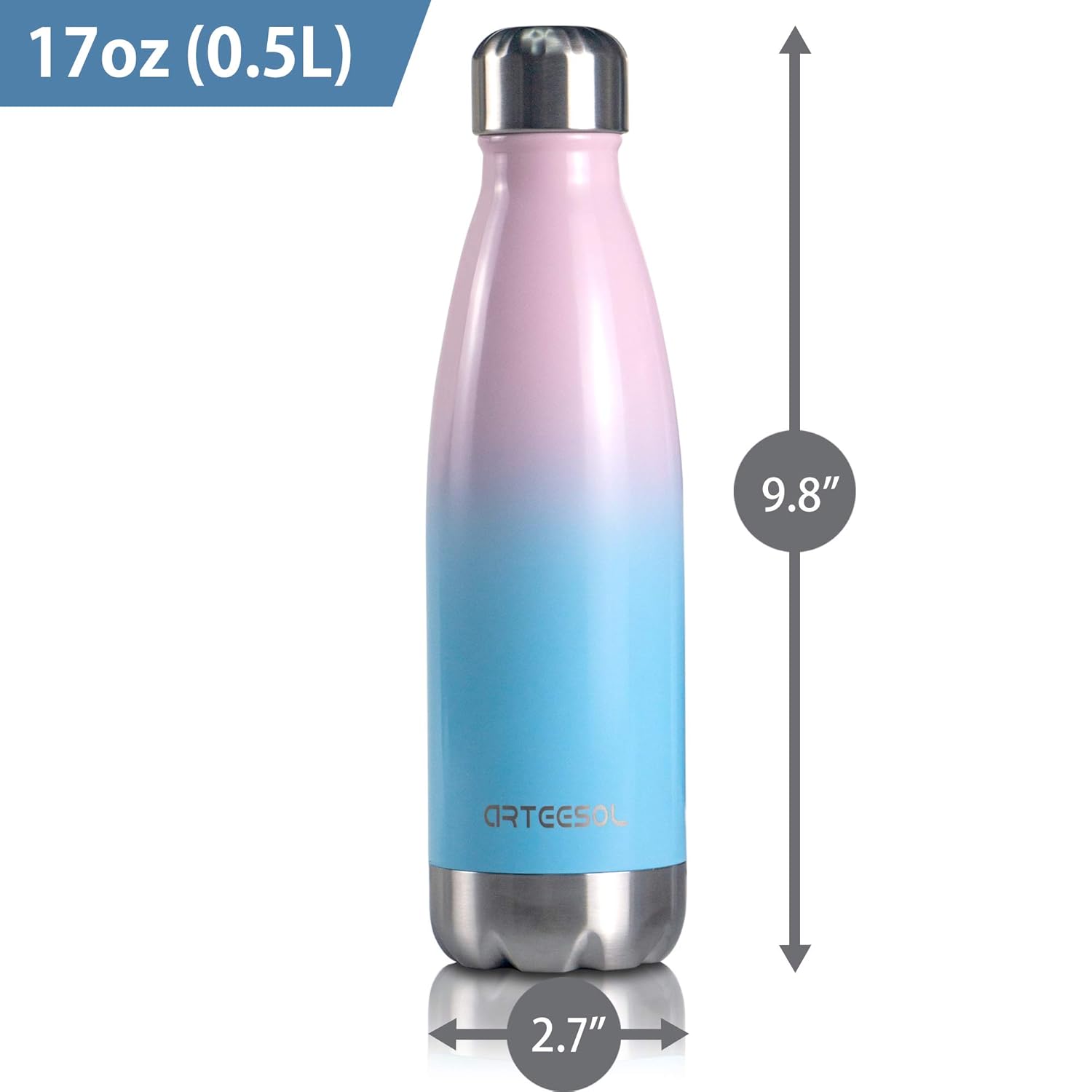 Arteesol Botella de Agua, Botella de vacío de Acero Inoxidable de ...