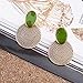 Ownsig Retro Big Drip Green Round Annual Ring Earrings Stud Carved Jewellery