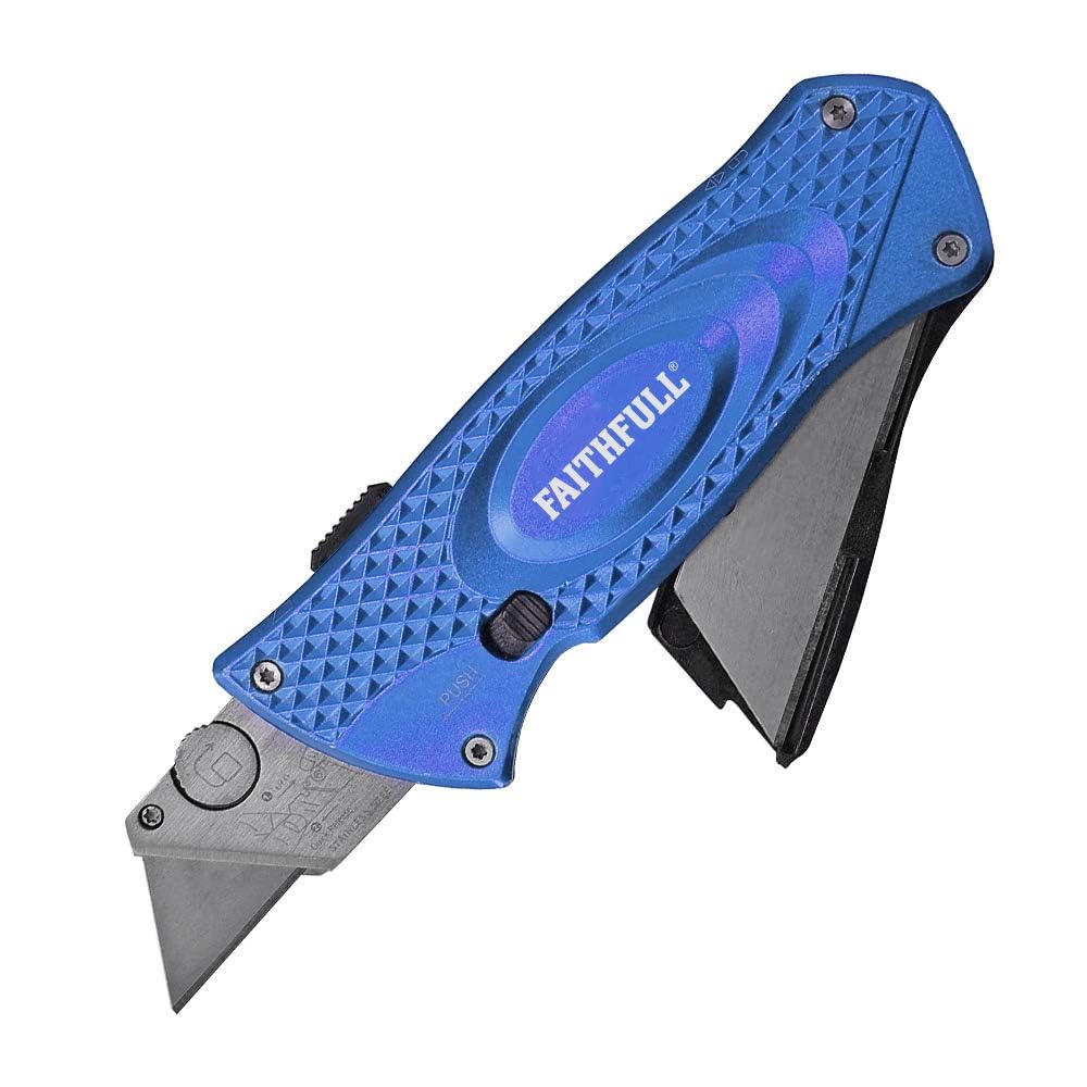 Faithfull FAITKRPOCK5B Pocket Knife with Blade Storage, Orange / Blue Or Yellow