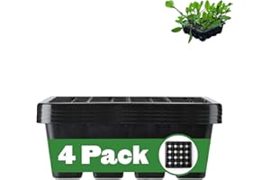 Epic Gardening Reusable Seed Starter Tray - (4 Pack, 16 Cells) - Black - Easy Watering Seed Starting Trays - Gardener Friendly Plant Trays for Seedlings | UV-Treated BPA-Free Seedling Tray
