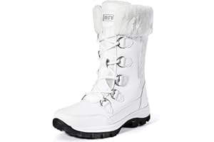 IDIFU IN2 Womens Snow Boots Winter Boots for Women Waterproof Comfortable Warm Insulated Non-Slip Outdoor Boots Fashion Casual Hiking Walking Lightweight Lace Up Faux Fur Lined Mid-Calf Booties
