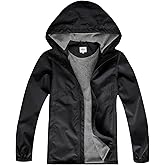 KFRRZC Boys Girls Rain Jackets Waterproof Hooded fleece Raincoats Lightweight Windbreakers for Kids