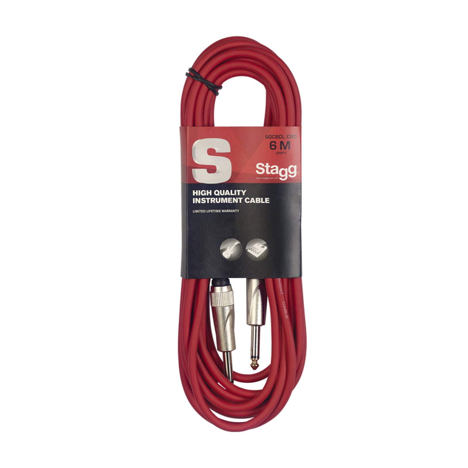 Stagg SGC6 Jack to Jack Lead 6m Red
