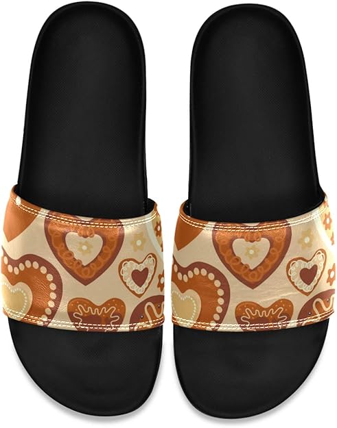 Amazon.com | Lianmei Men's Shower Slides Sweet Hearts Seamless Pattern Slide Sandal, Slippers 