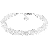 CRYSTALIS Natural Raw White Herkimer Diamond Quartz Uncut Nuggets Adjustable Bracelet, High Grade Gemstones, Chakra Healing Stones, Gift Giving Jewelry, 925 Sterling Silver Womens Bracelet 8 inch