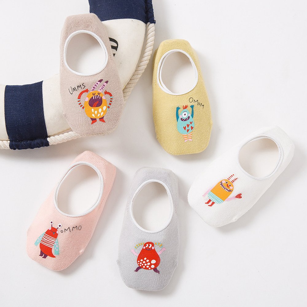 Unisex Baby Toddler No Show Non Skid Slip Heel Grip Low Cut Cotton Socks 10 Pairs (3-4T, Rabbit)