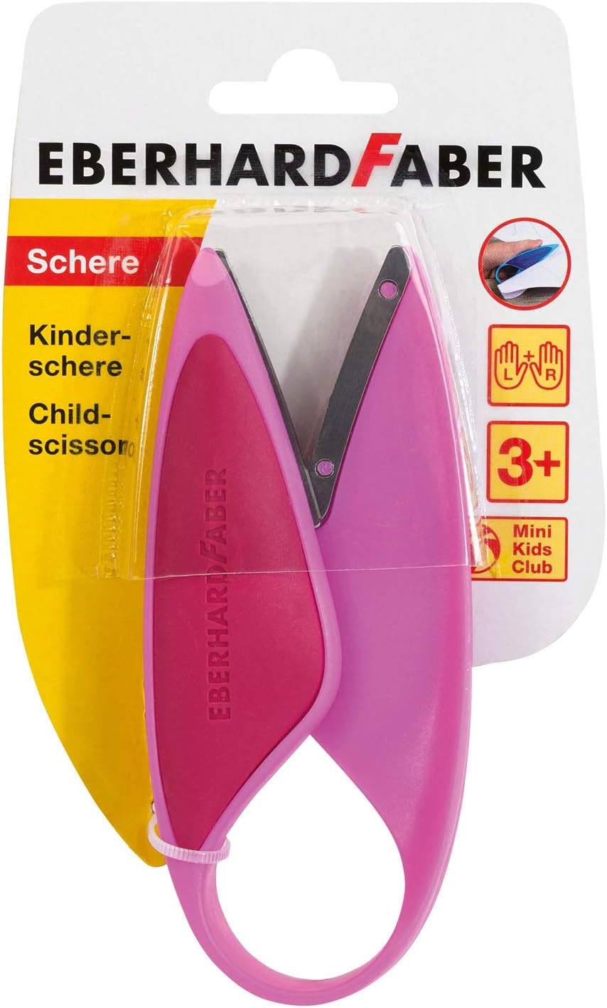 Eberhard Faber 579928 Children's Scissors for Left-Handers and Right-Handers Ideal for Cutting and Crafts with Toddlers Pink