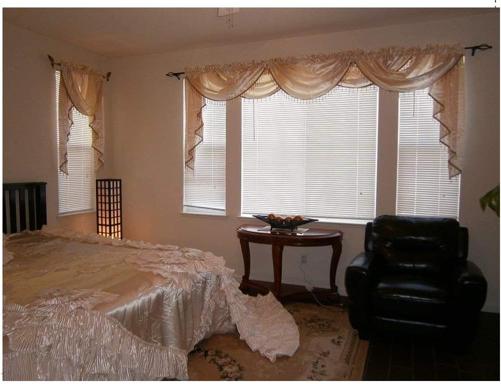 OctoRose ® Royalty Custom Waterfall Window Valance Swags & Tails (White, swag(66x37 WxH))