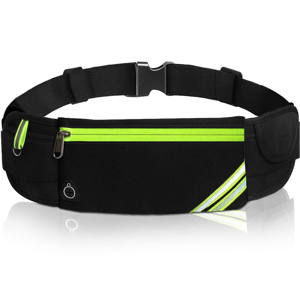 Running Belt, Waist Fanny Pack for Women and Men Reflective Run Bag Waist Belt, Waistpacks with Water Resistant Adjustable Elastic Strap, Fitness Phone Holder for Running and Outdoor Activities