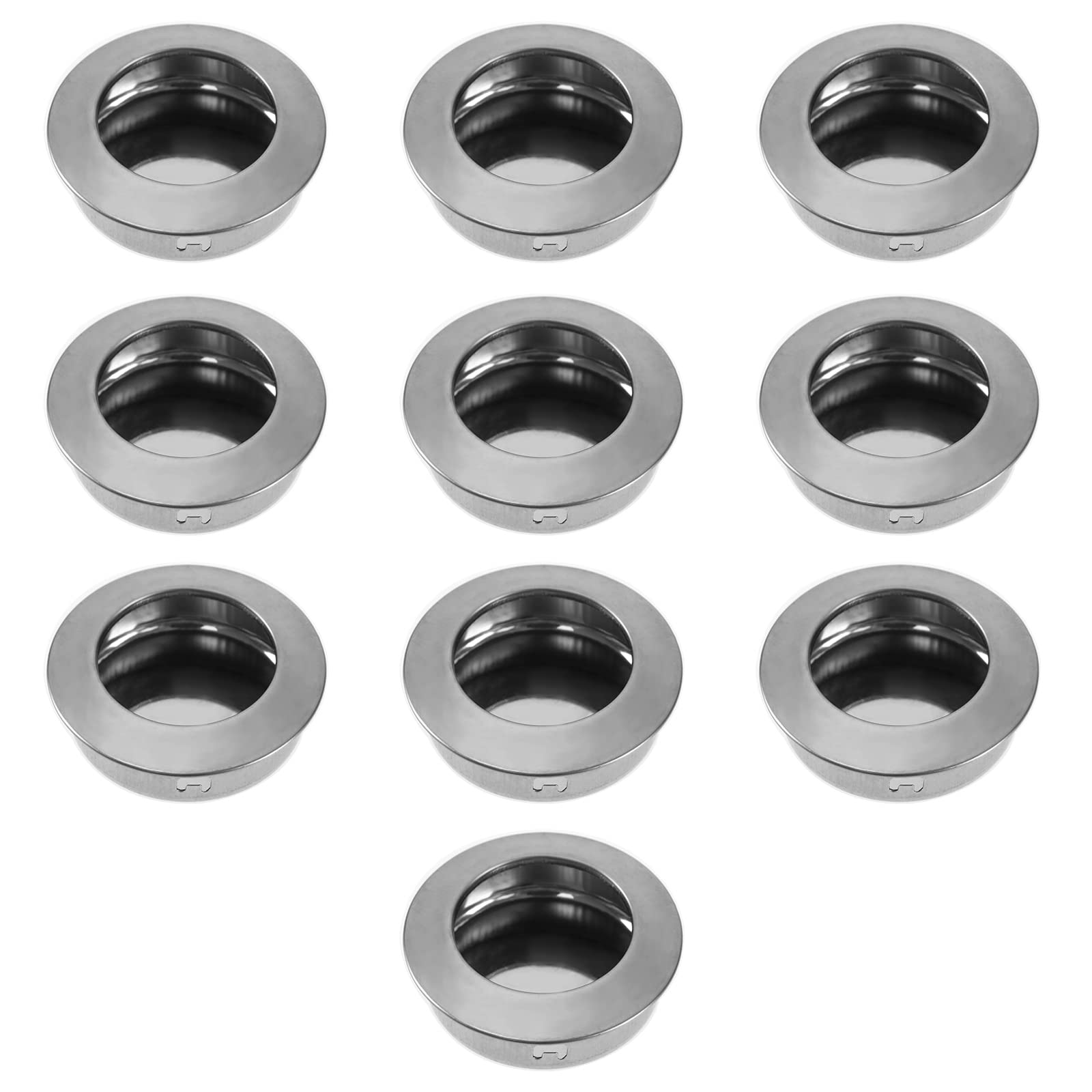Create idea 10PCS Round Recessed Pull Handles Sliding Door Handle Hidden Drawer Pulls for Furniture Cupboard Wardrobe Cabinet Door Home Decoration Stainless Steel Silver