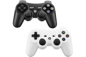 ENSTIXSM Replacement for PS3 Controller,2 Pack Wireless Controllers for PlayStation 3,Slim,Pro,Dual Shock Remote Control with 6-Axis Motion,Bluetooth Gamepad with 500mAh Battery,Cheap Ideal Gift,Black White
