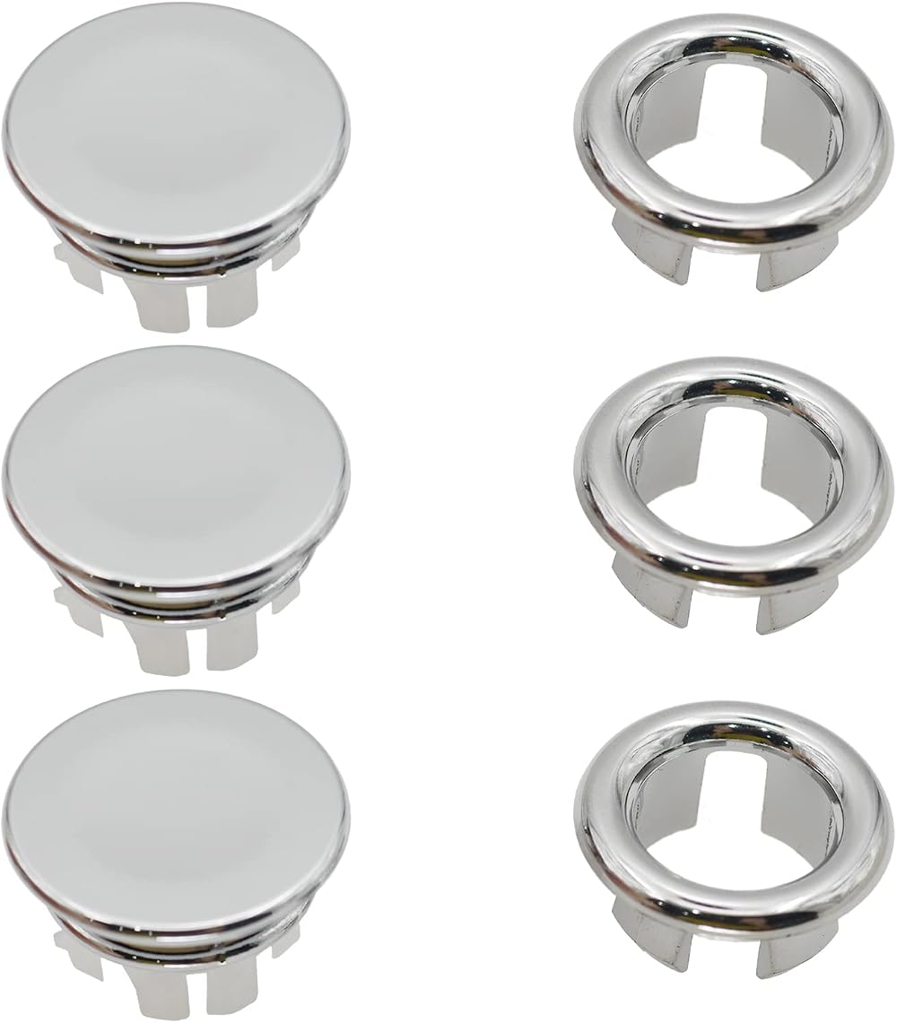 LRMYS Chrome Plating Ring & Cover Overflow Set 22-24mm 6 Pack Bathroom Sink