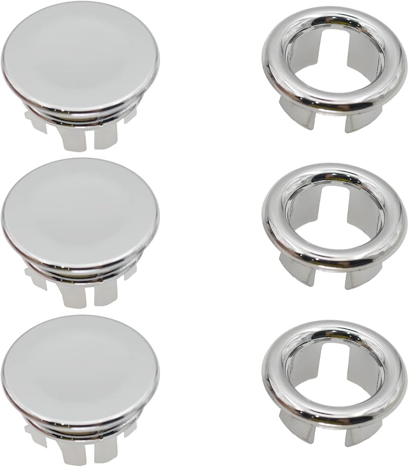 LRMYS Chrome Plating Ring & Cover Overflow Set 22-24mm 6 Pack Bathroom Sink