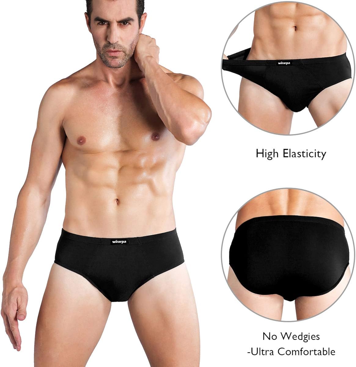 wirarpa Men's Underwear Multipack Modal Microfiber Briefs No Fly Covered Waistband Silky Touch Underpants at  Men’s Clothing store