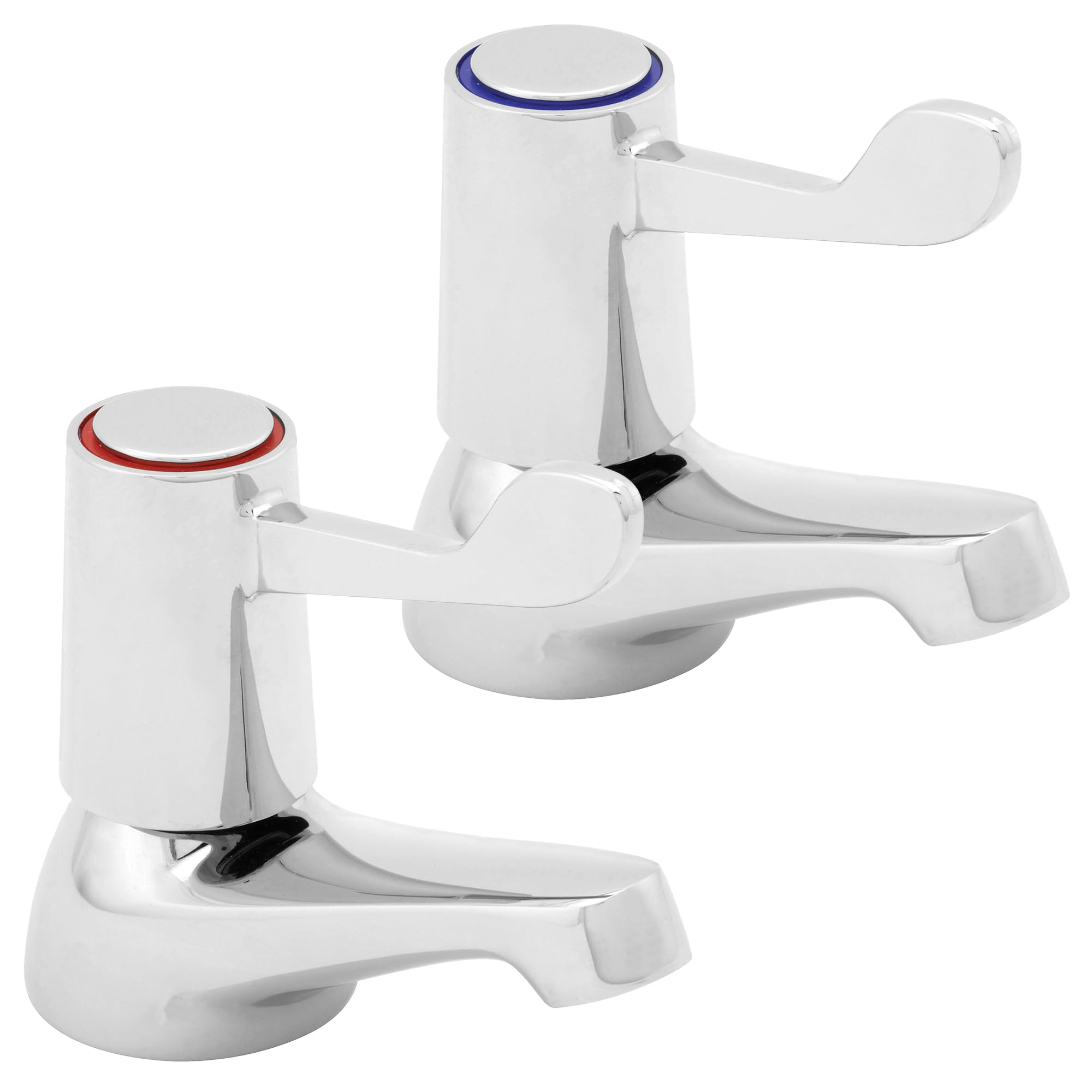 Deva DLT101 Lever Action Basin Taps with Chrome Finish-Large 3" Hot & Cold Easy Use Handles Silver-Pair Bathroom Sink Faucets-12 Year Warranty, Set of 2 Pieces