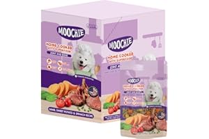 MOOCHIE Home Cooked Superfood Wet Dog Food - Joint & Bone - Lamb, Sweet Potato & Spinach - No Artificial Flavors or Preservative - 6 x 9 oz Pouch