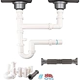QruiLanTu Universal 1-1/2" Kitchen Sink Drain Kit, Space-Saving kitchen drain P-trap With retractable flexible Pipe Completed Sink Pipe Replacement Kit (DIY Installation)