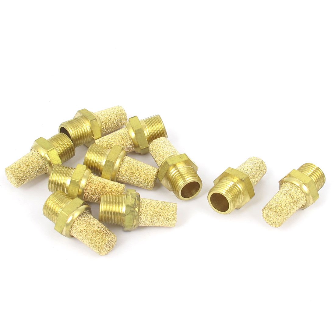 sourcingmap 1/8BSP Male Thread Brass Pneumatic Air Exhaust Muffler Filter 10pcs