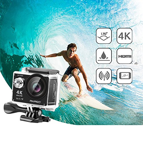 AKASO-EK7000-4K-Action-Camera-WIFI-Ultra-HD-Waterproof-Camcorder-12MP-170-Degree-Wide-Angle-2-LCD-Screen24G-RemoteBatteries19-Mounting-Kits-Manufacturer-Refurbished-Black