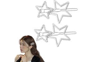 Hollow Star Hair Clips Y2K Hair Accessories for Women Girls Silver Rhinestone Hair Clip Y2K Barrettes for Women Girls Rhinest