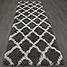 Cozy Shag Collection Charcoal Grey and Cream Moroccan Trellis Design Shag Rug (2'7