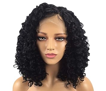 Amazon Com Tumecos Wig Lace Front Wigs For Black Women Curly Short Heat Resistant Korea Synthetic Hair For Daily Party Cosplay Body Wavy 14 Inches With 150 Density Beauty