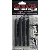 General Pencil 957ABP Compressed Charcoal Sticks 4/Pkg-Black - Soft Assorted