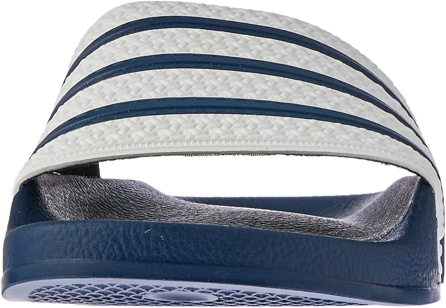 blue and white adidas slides