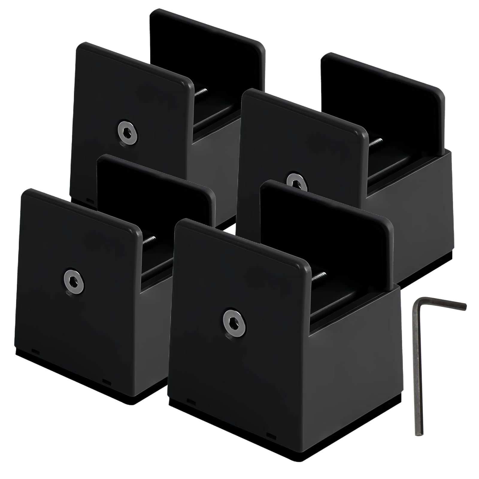 Thatyro 2 Inch Bed Risers with Adjustable Screw Clamp Heavy Duty Furniture Risers Set of 4 Furniture Leg Extenders for Bed Table Chair Sofa (50mm, Black)