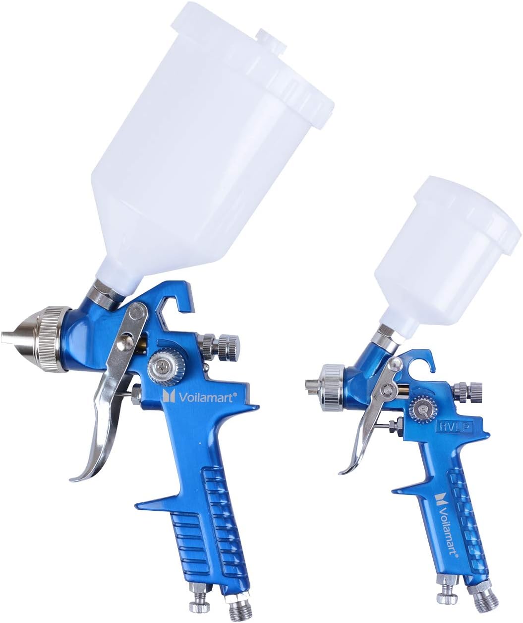 Voilamart 2 Set HVLP Gravity Feed Spray Gun Set with 600CC 125CC Cup
